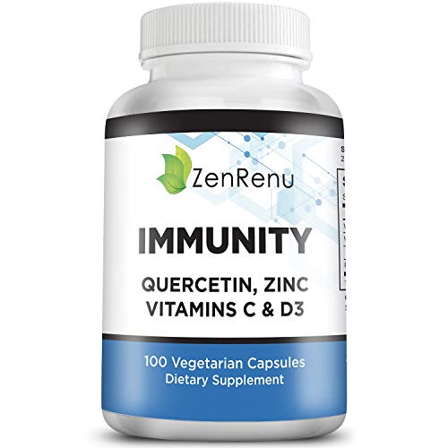 Quercetin 700mg, Zinc, Vitamin C & D3 Supplement - Immune & Health Support Vitamins- Immunity is Made in The USA by Zenrenu