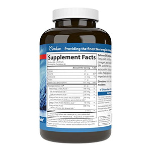Carlson - Salmon Oil Complete, 700 mg Omega-3s + Astaxanthin, Circulation Support, Brain Function & Joint Health, Norwegian, 120 Softgels