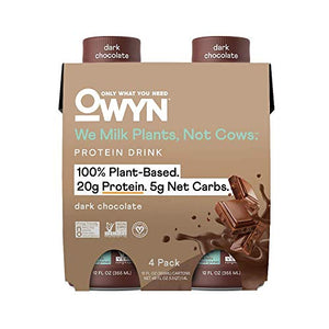 OWYN - 100% Vegan Plant-Based Protein Shakes | Dark Chocolate, 12 Fl Oz (Pack of 4) | Dairy-Free, Gluten-Free, Soy-Free, Tree Nut-Free, Egg-Free, Allergy-Free, Vegetarian