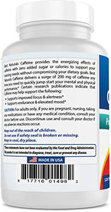 Best Naturals Caffeine Pills 200mg 120 Tablets - Non Habit - Proven No Crash or Jitters