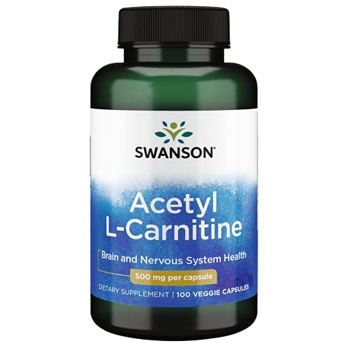 Swanson Acetyl-L-Carnitine Cognitive Health, Nervous System Support, Protection from oxidative Stress, Muscle Health, Workout Enhancer (from Acetyl-L-carnitine HCl) 500 mg, 100 Capsules