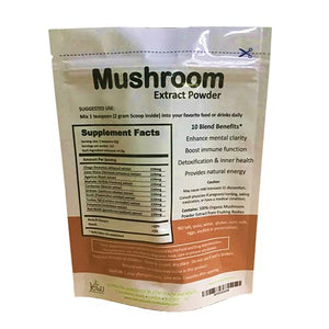Mushroom Extract Powder - Powerful 10 Blend, Organic Lions Mane, Cordyceps, Reishi, Shiitake, Turkey Tail Mushrooms Nootropic Brain Supplement for Energy, Calm, Focus & Immune System Booster