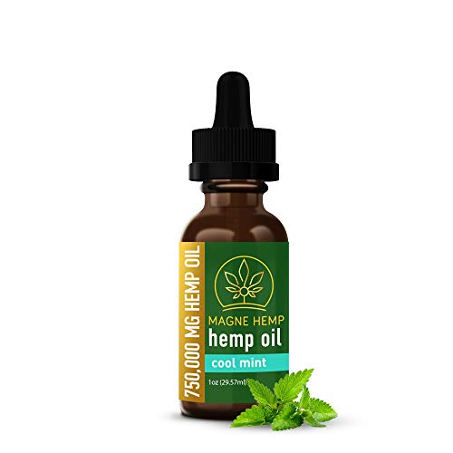 MAGNEHEMP - 750,000MG Cool Mint Flavored Hemp Oil Extract for Pain & Stress, Hemp Oil Drops for Better Sleep