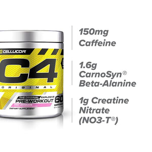 C4 Original Pre Workout Powder Pink Lemonade Vitamin C for Immune Support Sugar Free Preworkout Energy for Men & Women 150mg Caffeine + Beta Alanine + Creatine 60 Servings