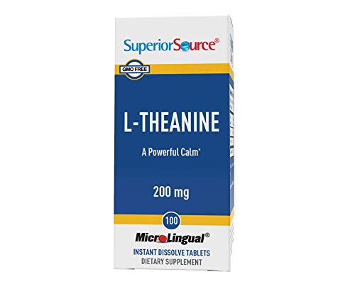 Superior Source L-Theanine 200 mg, Under The Tongue Quick Dissolve Sublingual Tablets, 100 Ct, Promotes Relaxation & Facilities Restful Sleep, Non-GMO