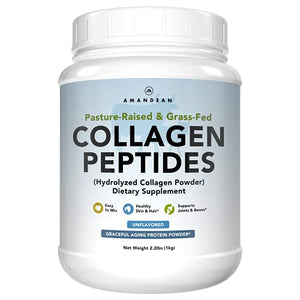 Amandean Collagen Peptides Powder XL. Grass-Fed Hydrolyzed Type I & III Collagen Protein. Paleo & Keto Fit. Bovine Hydrolysate. Easy to Mix, Unflavored, Non-GMO. 18 Aminos for Healthy Skin Hair Nails.