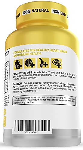Triglyceride Omega 3 Fish Oil 2500 MG Triple Strength Burpless High EPA & DHA, 120 Soft Gel Capsules No Fishy After Taste - Heart, Joint and Brain Health