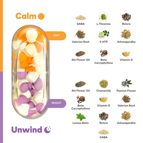 R3SET Double Pack Day & Night Combo, Stress & Mood Supplement, Sleep Support, with Ashwagandha, Chamomile, Vitamin D3, Omega3, Valerian Root, L-Theanine & GABA, 56 Veg Capsules, 0 Sugar 0 Carbs 0 Cals