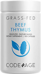 Codeage Grass Fed Beef Thymus Supplement - Freeze Dried, Non-Defatted, Desiccated Beef Thymus & Liver Pills Glandulars Meat – Pasture Raised Argentina Beef Vitamins for Thymus - Non-GMO -180 Capsules