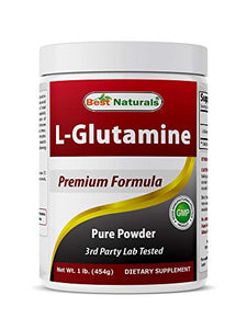 Best Naturals L-Glutamine Powder - 1 Pound - 100% Pure and Free Form - Glutamine Recovery Powder - Clinically Proven Recovery Aid for Men and Women (817716014555)