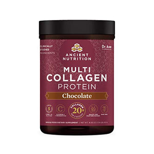 Collagen Powder Protein by Ancient Nutrition, Multi Collagen Chocolate Protein Powder, 40 Servings, with Vitamin C, Hydrolyzed Collagen Peptides Supports Skin and Nails, Gut Health, 16.65oz