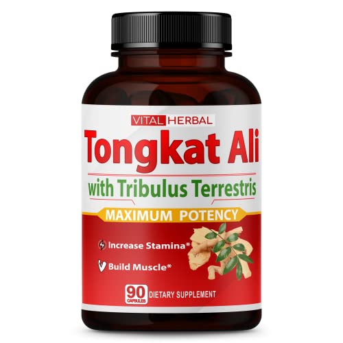 Ultra Tongkat Ali Extract Capsules Equivalent to 5150mg - Maximum Strength with Ashwagandha Tribulus Terrestris Ginseng Horny Goat Weed for Men Women- Increase Energy Build Muscle - 90 Days Supply