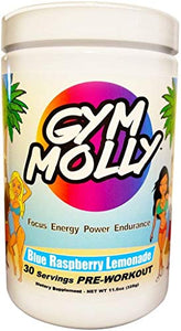 Gym Molly Pre Workout Powder Energy Drink Supplement | Vegan BCAAs | 0 Carbs | for Men & Women, Blue Raspberry Lemonade (30 Servings, 11.4 oz)