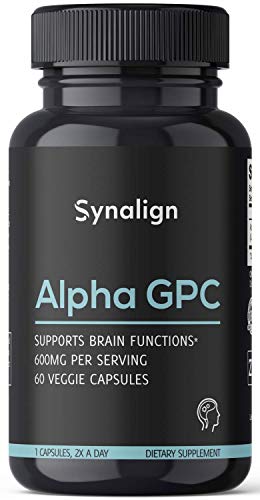 Alpha GPC Choline 600mg Per Serving | 60 Capsules - Beginner Nootropic Supplement for Brain Support + Focus + Sleep + Energy - Made in USA