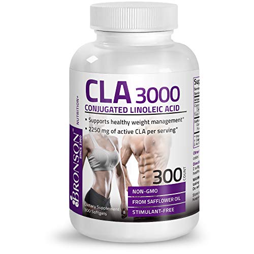 Bronson CLA 3000 Extra High Potency Supports Healthy Weight Management Lean Muscle Mass Non-Stimulating Conjugated Linoleic Acid 300 Softgels