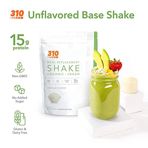 Vegan Organic Plant Protein Powder and Meal Replacement Shake - By 310 Nutrition - Gluten, Dairy and Soy Free - 0g of Sugar | Keto and Paleo Friendly… (Unflavored, 28 Servings)