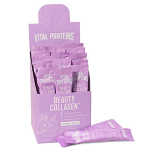 Vital Proteins Beauty Collagen Peptides Powder Supplement for Women, 120mg of Hyaluronic Acid - Enhance Skin Elasticity & Hydration, 12g of Collagen Per Serving, Lavender Lemon - Stick Packs 14ct
