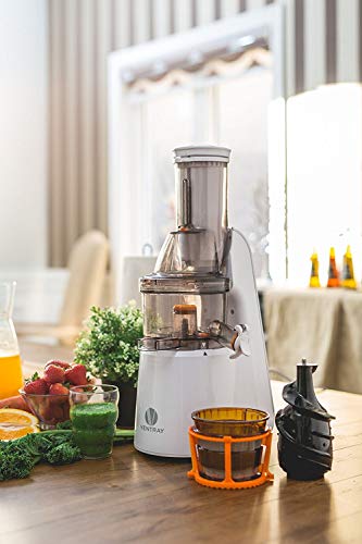 Ventray Masticating Juicer Machines- Slow Juicer Extractor with Wide Chute Big Feeding Mouth, Easy to Clean- Cold Press Juice Maker – White