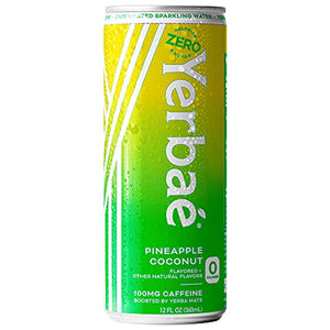 Yerbae Sparkling Water – Pineapple Coconut Fruit Flavored Seltzer with Caffeine, Antioxidants, Yerba Mate Natural Energy Drink – 12 Pack of 12oz Cans – Zero Sugar, No Calories, Non-GMO