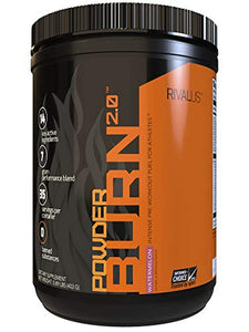 Rivalus Powder Burn, Watermelon, 0.8 Pound - Intense Pre-Workout Energy, 200mg Caffeine, Zero Banned Substances, Made in USA.