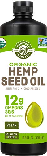 Manitoba Harvest Organic Hemp Oil, Cold Pressed, 12g of Omegas 3&6 Per Serving, Non-GMO, 16.9 Fl Oz