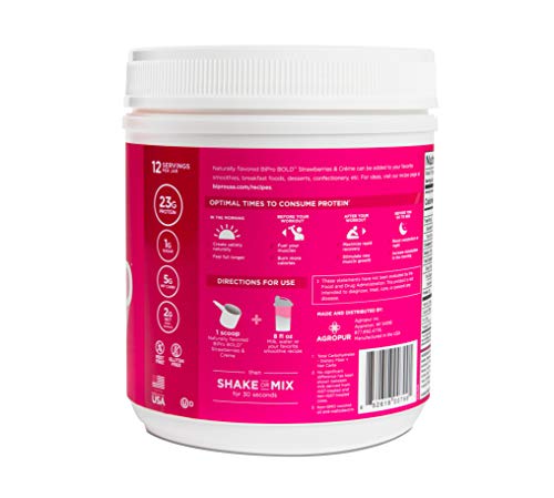 BiPro Bold Milk & Whey Protein Powder Isolate for Every Lifestyle, Strawberries & Crème 1 Pound - No Added Sugar, Suitable for Lactose Intolerance, Gluten Free, Contains Prebiotic Fiber