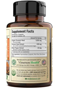 Turmeric Curcumin with BioPerine Black Pepper Extract 1200mg - Natural Joint & Immune Support with 95% Curcuminoids. High Absorption Antioxidant Vegan Supplement. Inflammatory and Immune Response