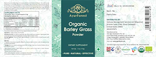 AyurForest Premium Quality Organic Barley Grass Powder Energy Supplements superfood- 113 GMS