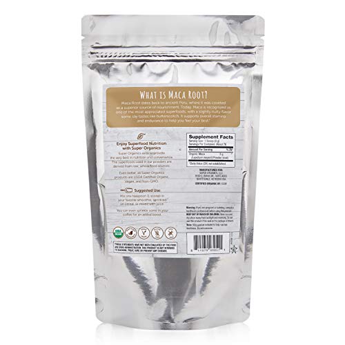 Super Organics Maca Powder | Endurance & Stamina Support| Organic Superfood Powder | Raw Superfoods | Whole Food Supplement – Vegan, Gluten-Free & Non-GMO, 8 oz