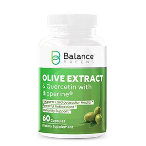 Balance Breens Immunity Booster Olive Leaf Extract 60 Capsules - Quercetin 400mg with Bioperine Black Pepper Fruit Extract – Powerful Antioxidant, Supports Blood Pressure and Cardiovascular Health (1)