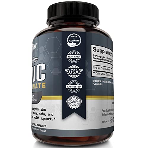 NutriFlair Zinc Picolinate 50mg, 120 Capsules - Maximum Absorption Zinc Supplement Pills - Immune System Booster, Immunity Defense, Powerful Non-GMO Antioxidant - Compare to gluconate, Citrate, Oxide