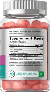 Hydrolyzed Collagen Gummies | 90 Count | Strawberry Flavored Gummy Supplement | Type 1 and 3 | Non-GMO, Gluten Free | by Horbaach