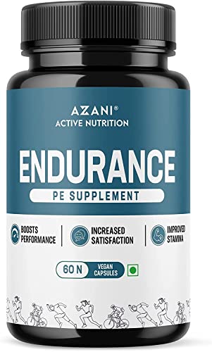 Azani Endurance PE Herbal Supplement for Performance, Time, Energy, Stamina Safed Musli, Fenugreek Seeds, Ginko Biloba Vegan Men, 60 Caps