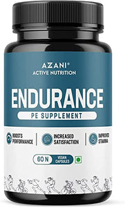 Azani Endurance PE Herbal Supplement for Performance, Time, Energy, Stamina Safed Musli, Fenugreek Seeds, Ginko Biloba Vegan Men, 60 Caps