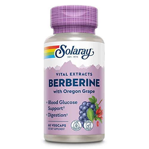 Solaray Berberine Extract with Oregon Grape, Healthy Blood Glucose & Digestion Support, AMPK Activator, 60 VegCaps