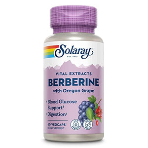 Solaray Berberine Extract with Oregon Grape, Healthy Blood Glucose & Digestion Support, AMPK Activator, 60 VegCaps