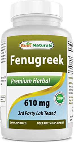 Best Naturals Fenugreek Seed Capsules Non-GMO 610 mg - Promotes Healthy Lactation & Healthy Glucose Metabolism 360 Count