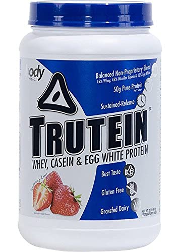 Body Nutrition Trutein Protein Powder- Trutein Strawberries & Cream 2lb Whey,- Natural Keto Drink, Workout, Recovery