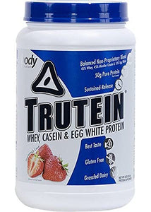 Body Nutrition Trutein Protein Powder- Trutein Strawberries & Cream 2lb Whey,- Natural Keto Drink, Workout, Recovery