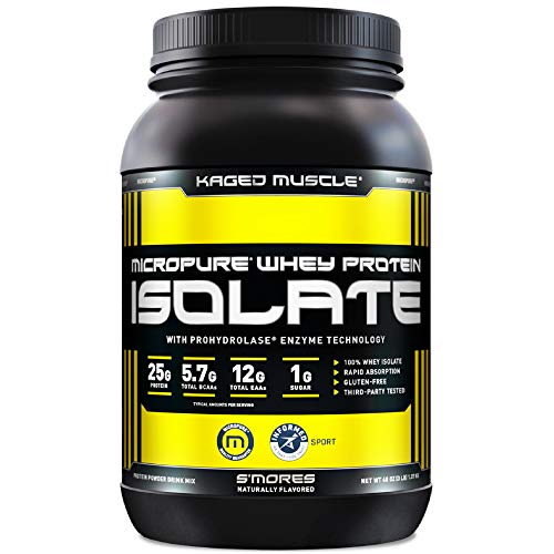 Whey Protein Powder, Kaged Muscle 100% Whey Protein Isolate Powder for Post Workout Recovery & Muscle-Building, Whey Isolate Protein Powder, Amazing Taste, Made with Natural Flavors, S'Mores, 3lbs