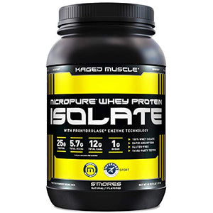 Whey Protein Powder, Kaged Muscle 100% Whey Protein Isolate Powder for Post Workout Recovery & Muscle-Building, Whey Isolate Protein Powder, Amazing Taste, Made with Natural Flavors, S'Mores, 3lbs