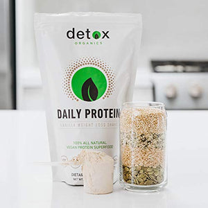 Detox Organics Plant Based Protein Powder, Creamy Vanilla - Vegan, Low Carb, Non Dairy, Gluten Free, Lactose Free, No Sugar Added, Non-GMO - Made with Hemp, Brown Rice, Pumpkin, and Quinoa