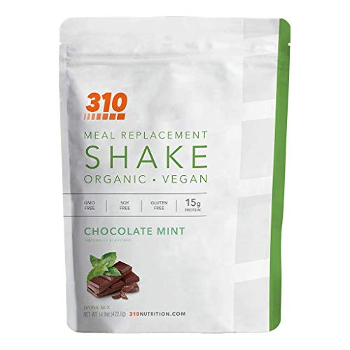 Vegan Organic Plant Protein Powder and Meal Replacement Shake - By 310 Nutrition - Gluten, Dairy and Soy Free - 0g of Sugar | Keto and Paleo Friendly… (Chocolate Mint, 14 Servings)