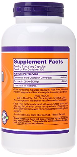NOW Quercetin with Bromelain,240 Veg Capsules