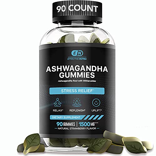 Ashwagandha Gummies for Men & Women 1500mg - Ashwagandha Supplements for Stress Relief, Sleep, Calm Mood, Energy & Immunity - Ashwagandha Gummies for Women & Men - Natural Strawberry Flavor 90 Count