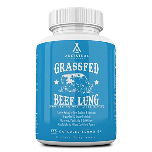 Ancestral Supplements Beef Lung (with Liver) — Supports Lung, Respiratory, Vascular, Circulatory Health (180 Capsules)