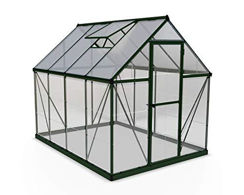 Palram HG5508G-1B Hybrid Hobby Greenhouse, 6' x 8' x 7', Forest Green