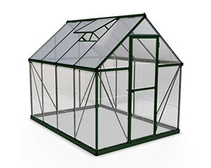 Palram HG5508G-1B Hybrid Hobby Greenhouse, 6' x 8' x 7', Forest Green