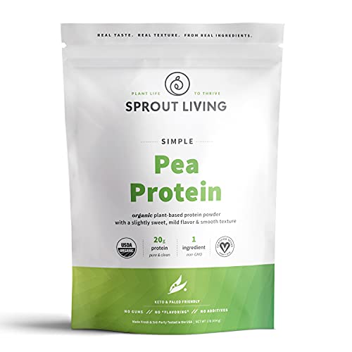 Sprout Living Organic Pea Protein Powder, 20 Grams of Plant Based Organic Protein Powder Without Artificial Sweeteners, Non Dairy, Non-GMO, Dairy Free, Vegan, Gluten Free, Keto Drink Mix (1 Pound)
