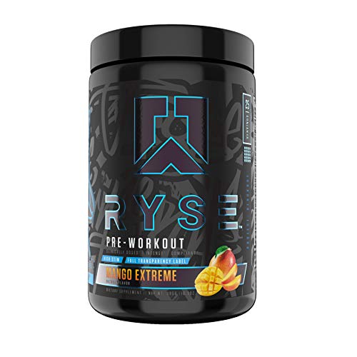 Ryse Blackout Pre-Workout | Ryse Up Supplements | Fuel Your Greatness™ | Energy, Endurance, Focus, Next Level Pump, Beta Alanine & NO3-T® Betaine Nitrate, 25 Servings (Mango Extreme)